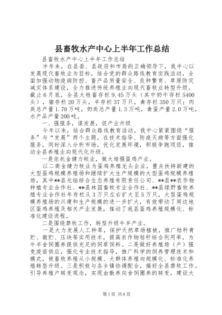 县畜牧水产中心上半年工作总结