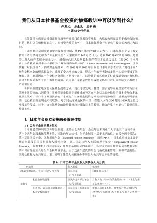 从日本社保基金投资的惨痛教训中学习