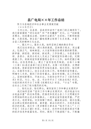 县广电局××年工作总结