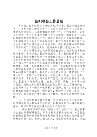 县妇联会工作总结