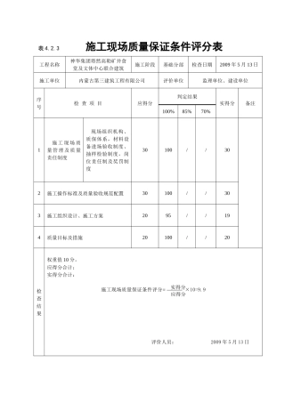 《建筑工程施工质量评价标准》(表格)(1)