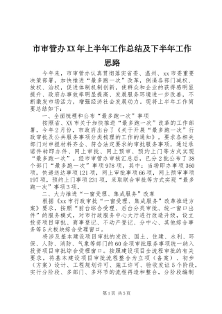 市审管办XX年上半年工作总结及下半年工作思路