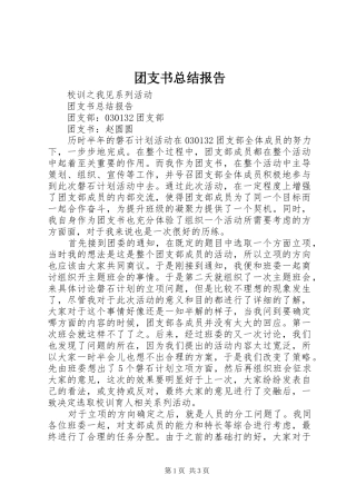 团支书总结报告