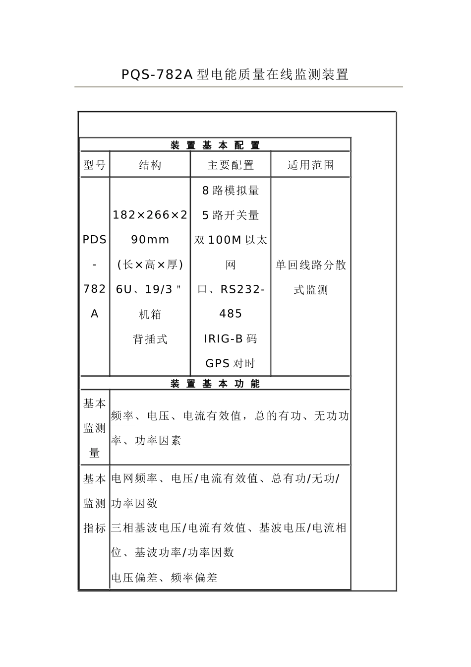 PQS782A型电能质量在线监测装置_第1页