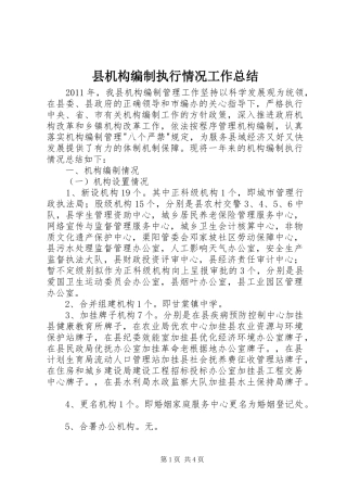 县机构编制执行情况工作总结