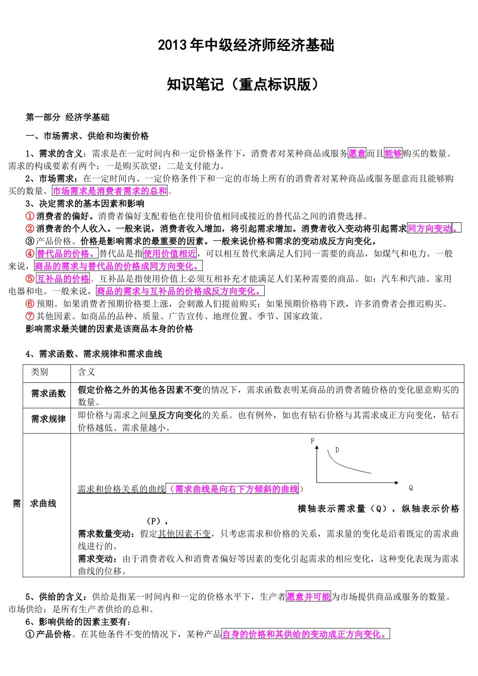XXXX年中级经济师职称考试经济基础知识笔记_第1页