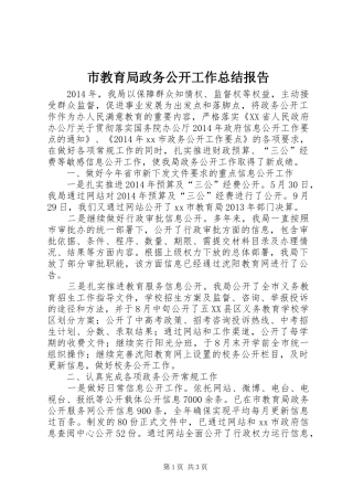 市教育局政务公开工作总结报告