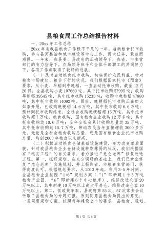 县粮食局工作总结报告材料