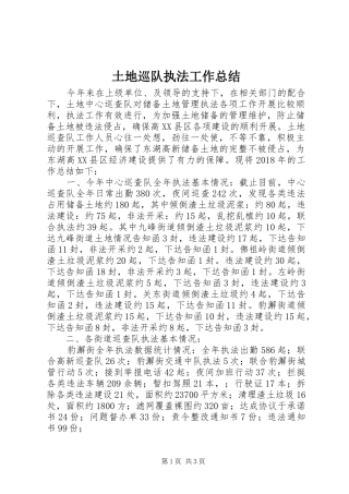 土地巡队执法工作总结