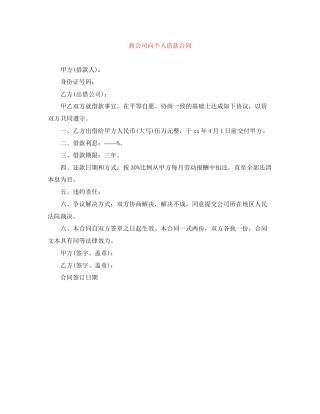 新公司向个人借款合同