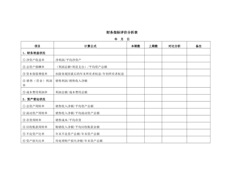 财务指标评价分析表_第1页