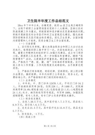 卫生院半年度工作总结范文