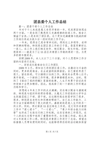 团县委个人工作总结