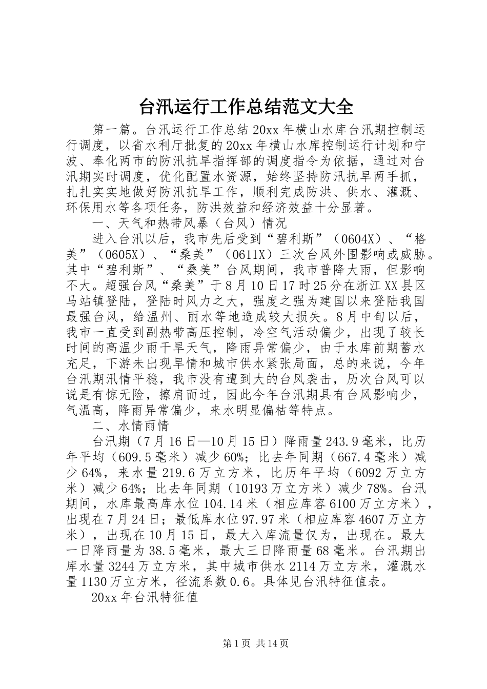 台汛运行工作总结范文大全_第1页