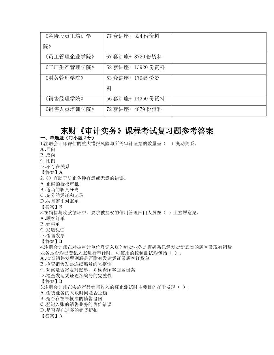 东财《审计实务》课程复习题与答案_第2页