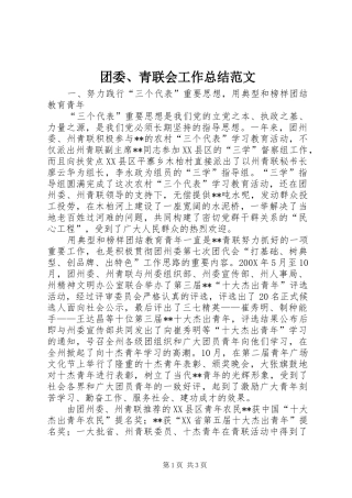 团委、青联会工作总结范文