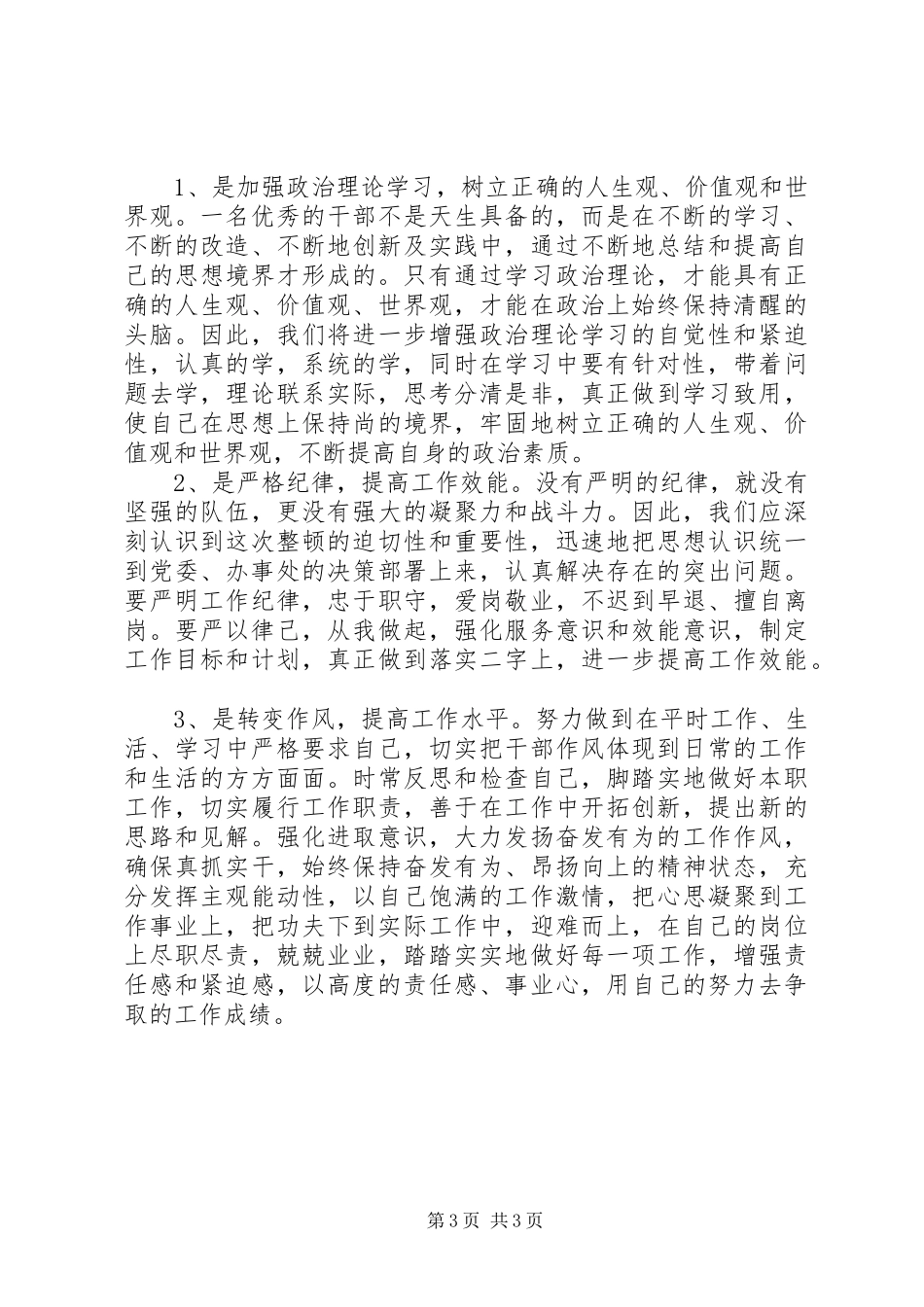 思想纪律作风整顿总结精选合集_第3页