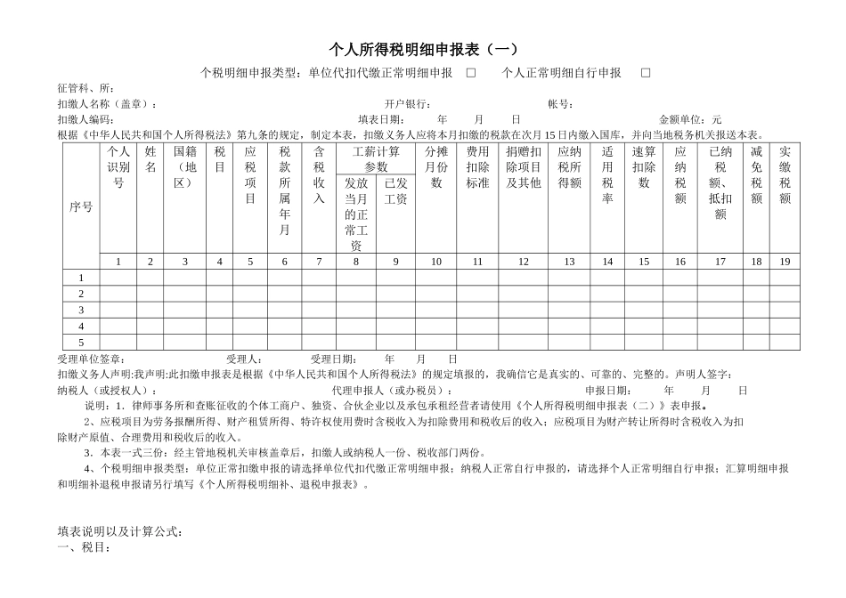 个人所得税明细申报表（一）_第1页