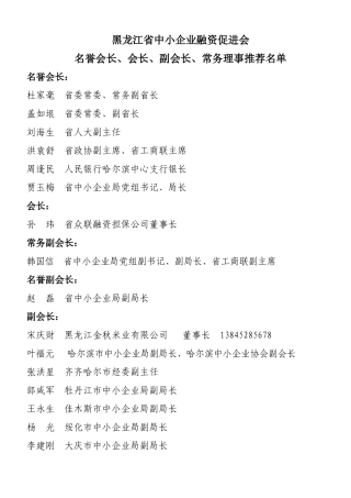 黑龙江省中小企业融资促进会