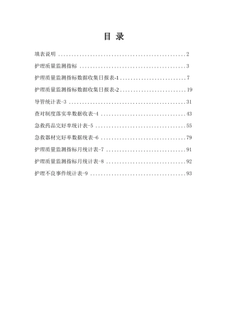 XXXX年护理质量监测指标手册