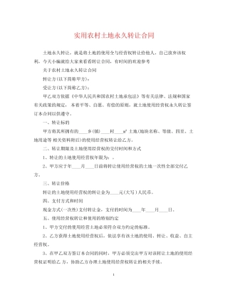 实用农村土地永久转让合同