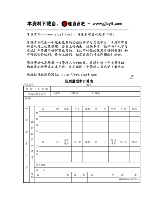 产品质量成本计算表