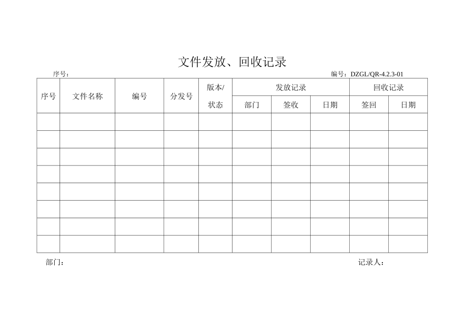 环保科技质量手册表格_第1页