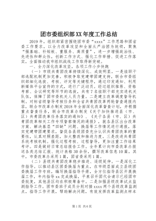 团市委组织部XX年度工作总结