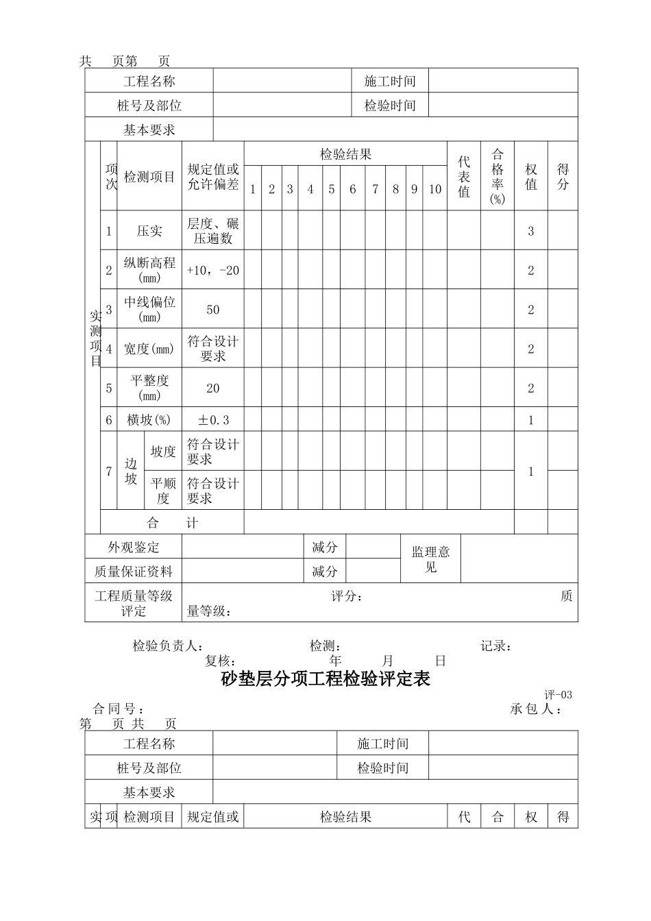 公路工程质量评定表格_第3页