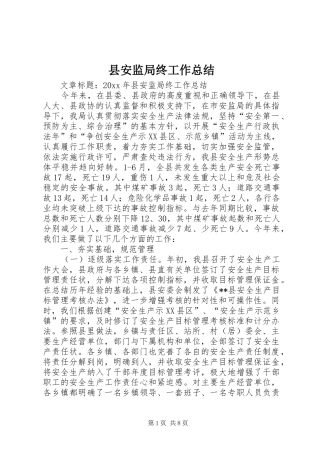 县安监局终工作总结