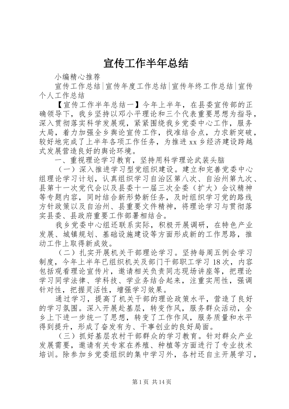 宣传工作半年总结_第1页