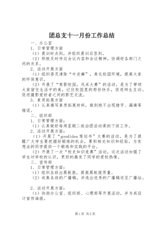 团总支十一月份工作总结