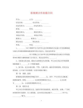 影视剧合作拍摄合同