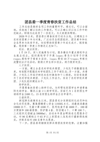 团县委一季度青春扶贫工作总结