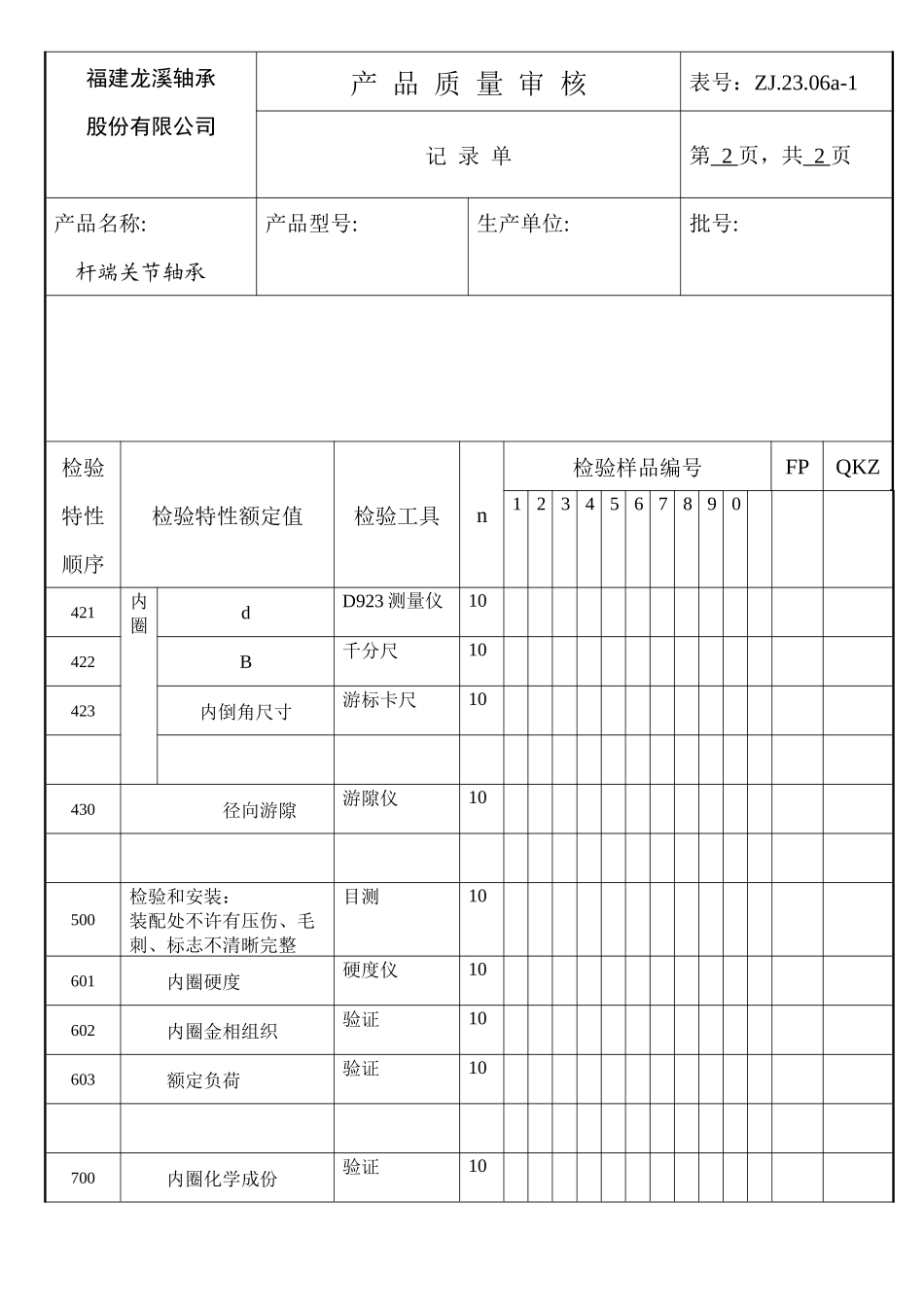 产品质量审核记录单(F8)_第2页