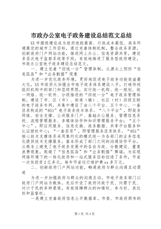 市政办公室电子政务建设总结范文总结