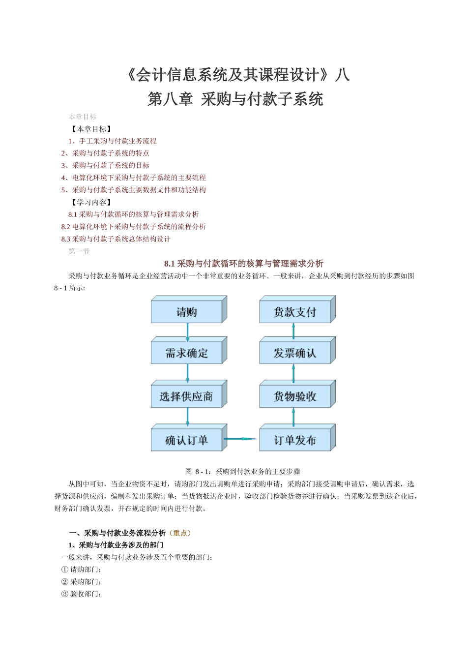 《会计信息系统及其课程设计》八_第1页