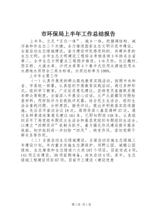 市环保局上半年工作总结报告