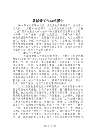 县城管工作总结报告