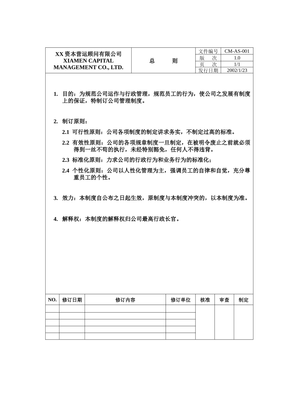 xxx资本营运顾问有限公司制度(42)_第1页