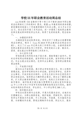 学校XX年职业教育活动周总结