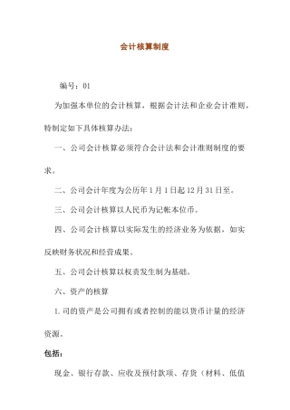 财务会计核算制度规范