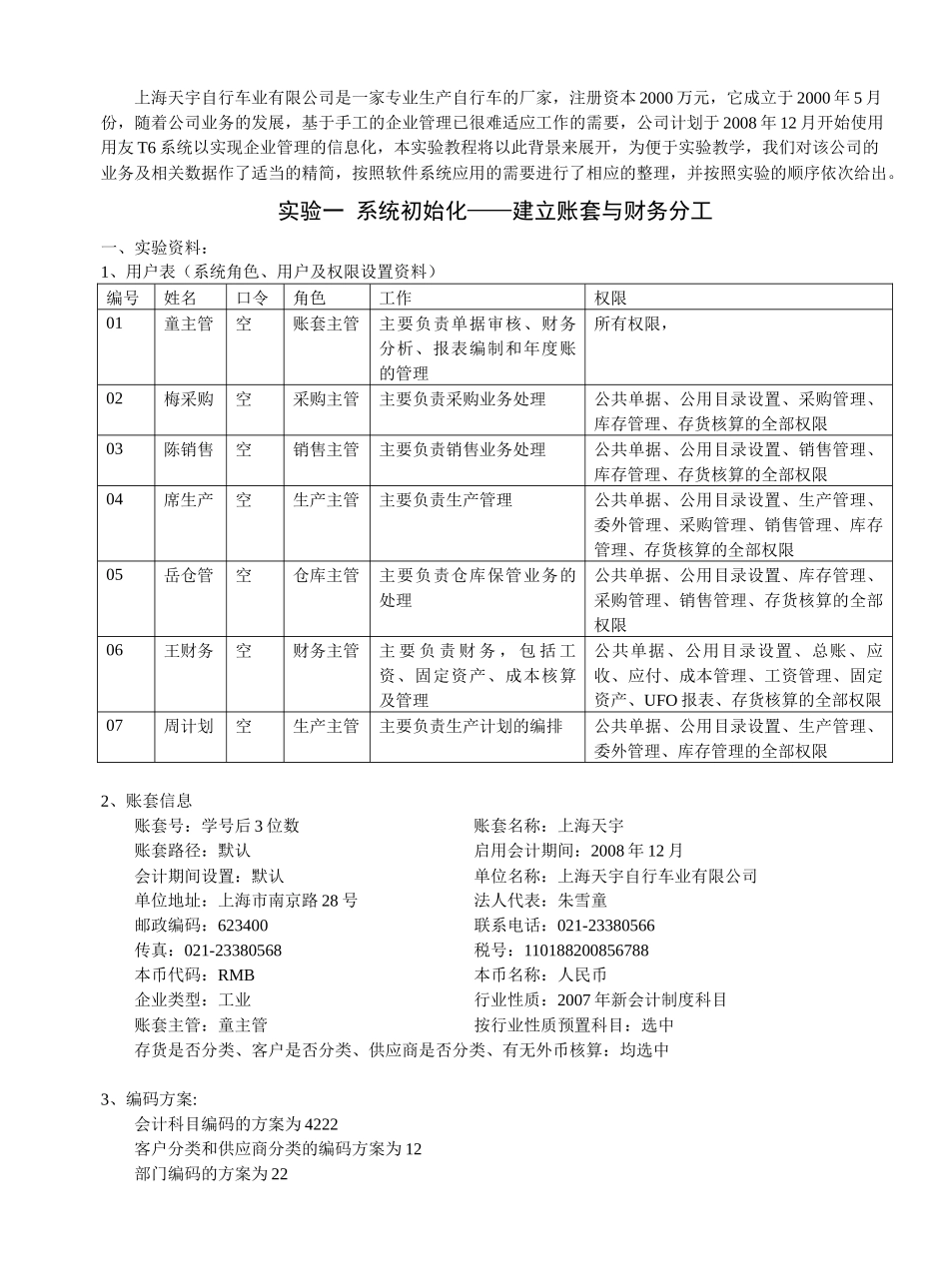 财务信息系统T6用友软件实验教程_第1页