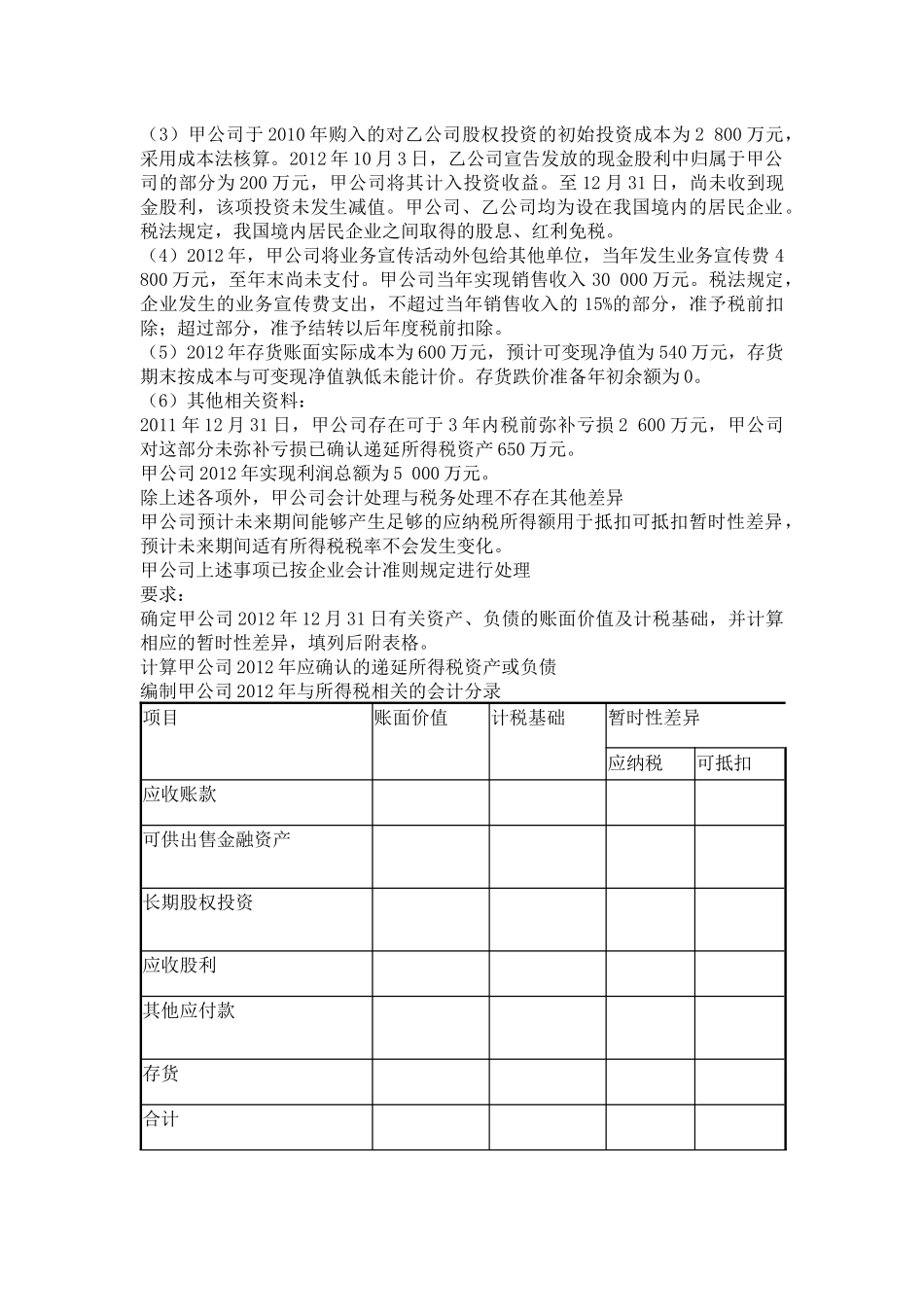 高级财务会计所得税习题及答案_第2页