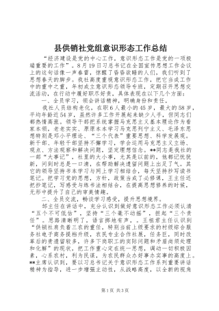 县供销社党组意识形态工作总结