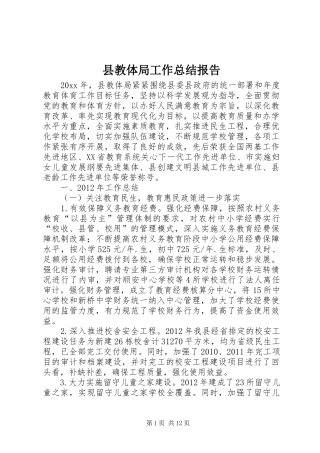 县教体局工作总结报告