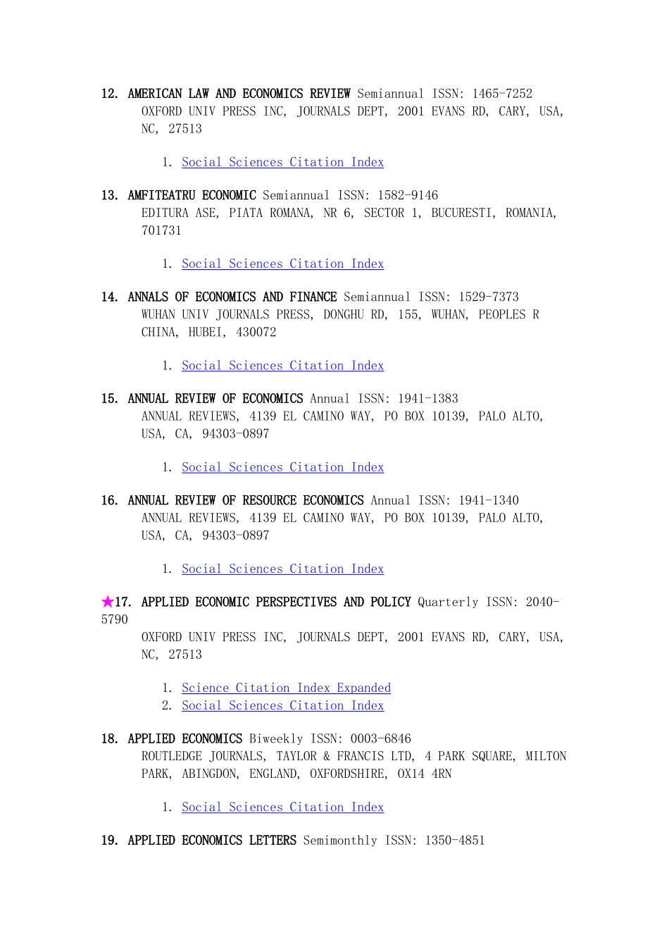 XXXX年SSCI收录经济学317种期刊_第3页