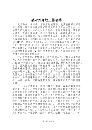 县对外开放工作总结
