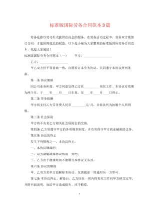 标准版国际劳务合同范本3篇