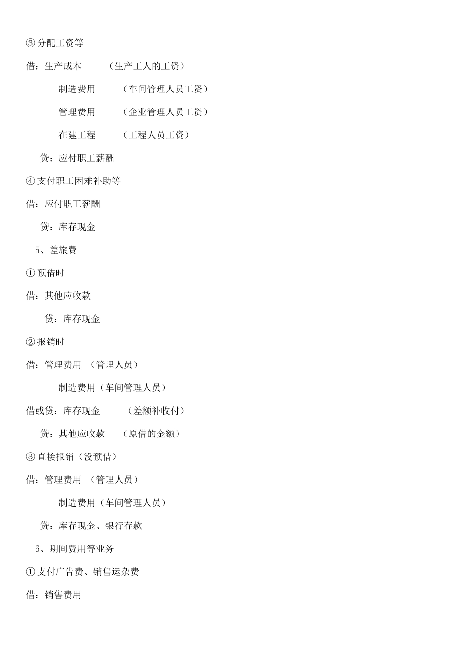 会计从业资格基础会计分录汇总_第3页